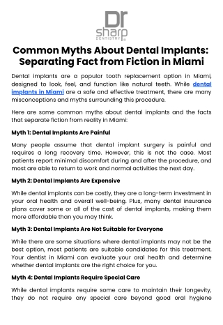 Common Myths About Dental Implants Separating Fact from Fiction in Miami