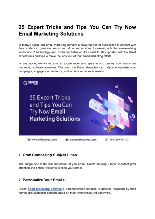 25 Expert Tricks and Tips You Can Try Now Email Marketing Solutions