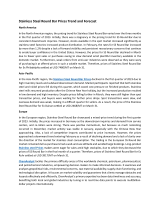 Stainless Steel Round Bar Prices Trend and Forecast