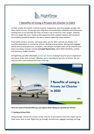 7 Benefits of Using a Private Jet Charter in 2023