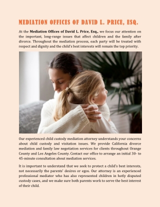 Hire The Best Child Custody Mediation Lawyer In Orange County