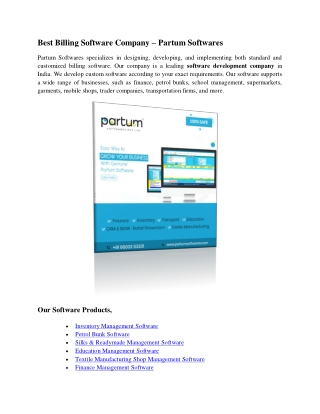 Best GST Billing Software Company - Partum Softwares