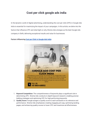 Cost per click google ads india
