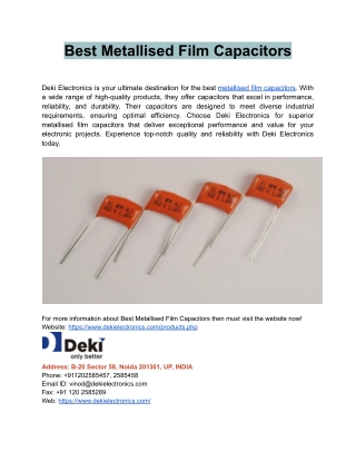 Best Metallised Film Capacitors