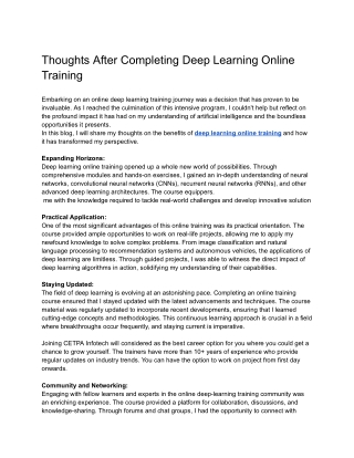 Thoughts After Completing Deep Learning Online Training - Google Docs