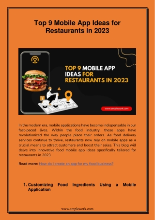 Top 9 Mobile App Ideas for Restaurants in 2023