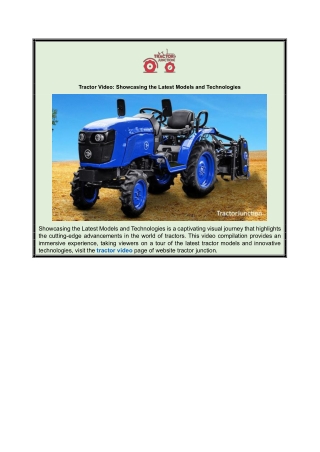Tractor Video - Showcasing the Latest Models and Technologies