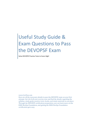 Useful Study Guide & Exam Questions to Pass the DEVOPSF Exam