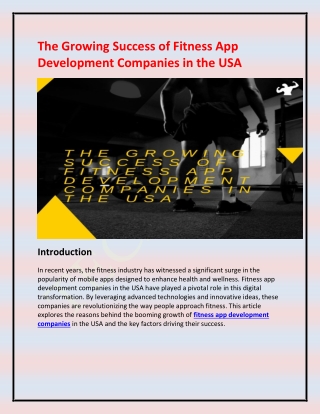 The Growing Success of Fitness App Development Companies in the USA