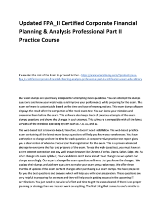 FPA_II Certified Corporate Financial Planning & Analysis Professional Part II