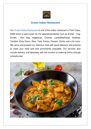 Up to 10% Offer Order Now - Crown Indian Restaurant