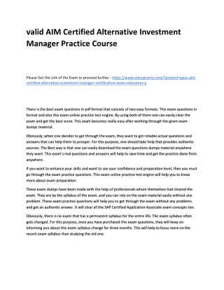 AIM Certified Alternative Investment Manager