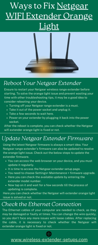 Ways to Fix Netgear WIFI Extender Orange Light