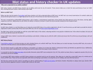 Mot status and history checker ensuring vehicle safety and compliance