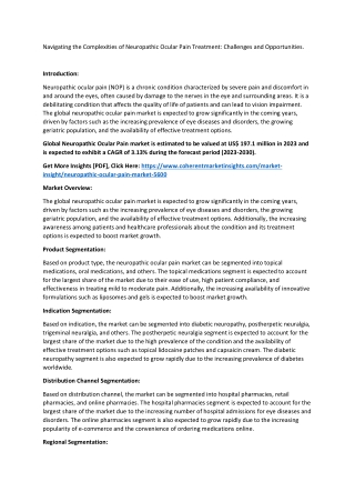 Neuropathic Ocular Pain: Meeting the Needs of Patients and Clinicians