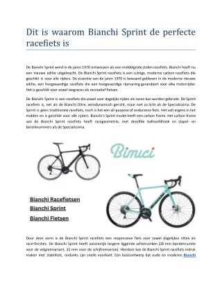 Dit is waarom Bianchi Sprint de perfecte racefiets is.docx