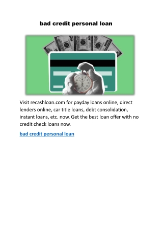 bad credit personal loan