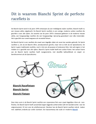 Dit is waarom Bianchi Sprint de perfecte racefiets is.docx