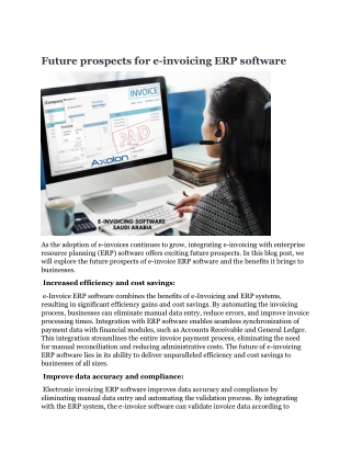 Future prospects for e-invoicing ERP software