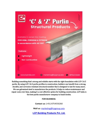 C & Z Purlin Manufacturer in Saudi Arabia