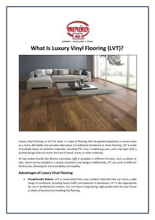 What Is Luxury Vinyl Flooring (LVT)