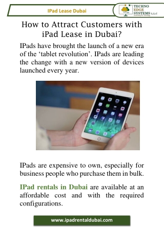 How to Attract Customers with iPad Lease in Dubai?