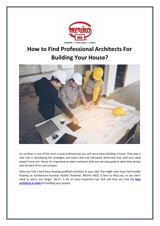 How to Find Professional Architects For Building Your House