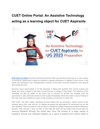 CUET Online Portal: An Assistive Technology acting as a learning object for CUET