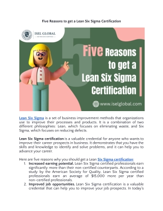 Five Reasons to get a Lean Six Sigma Certification.docx