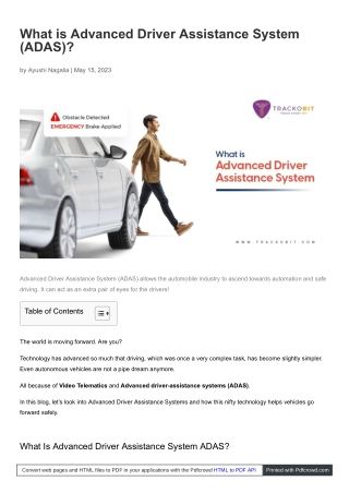 What is Advanced Driver Assistance System (ADAS)?