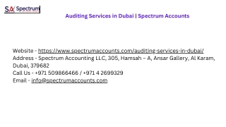 Auditing Services in Dubai | Spectrum Accounts