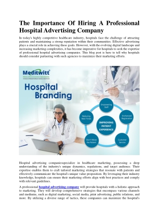 The Importance Of Hiring A Professional Hospital Advertising Company