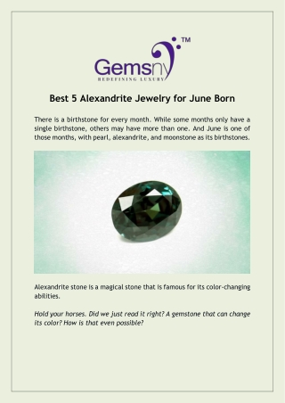 Five Most Popular Alexandrite Jewelry for June Born