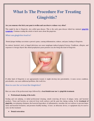 What Is The Procedure For Treating Gingivitis?