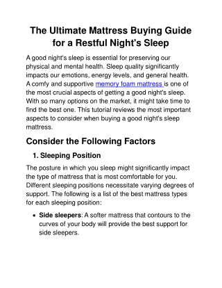 The Ultimate Mattress Buying Guide for a Restful Night