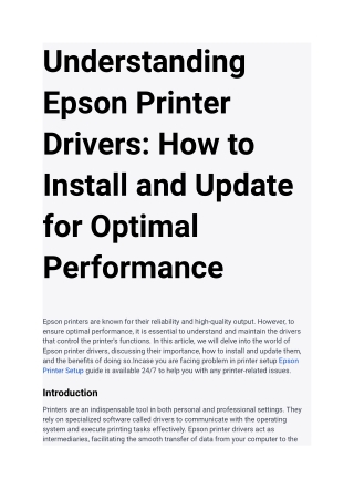 Understanding Epson Printer Drivers_ How to Install and Update for Optimal Performance