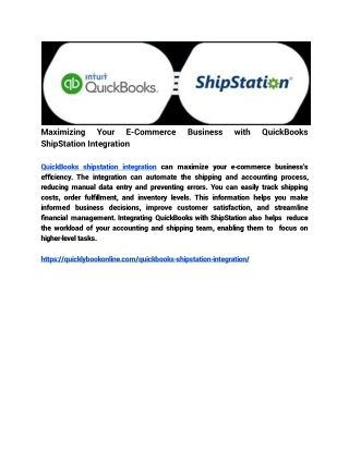 Maximizing Your E-Commerce Business with QuickBooks ShipStation Integration