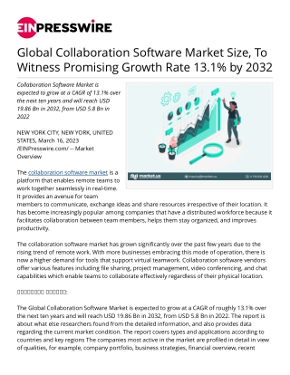 Collaboration Software Market In-depth Research Studies on Products, Countries
