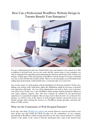 How Can a Professional WordPress Website Design in Toronto Benefit Your Enterprise