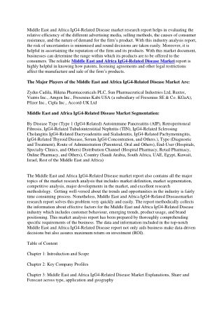 Middle East and Africa IgG4-Related Disease Market