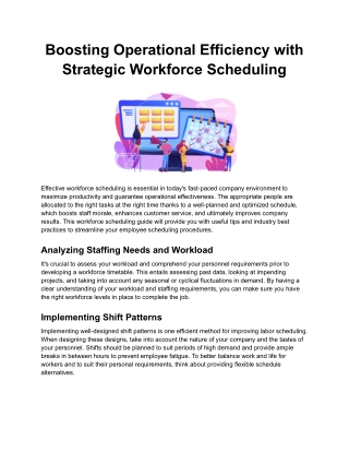 Boosting Operational Efficiency with Strategic Workforce Scheduling