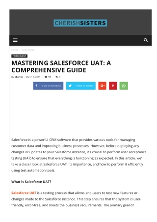 MASTERING SALESFORCE UAT A COMPREHENSIVE GUIDE
