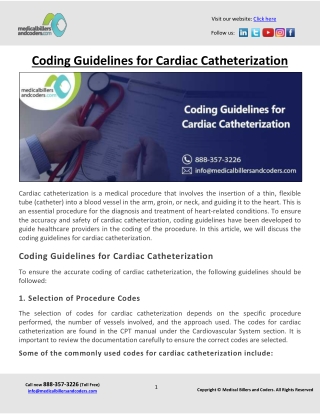 Coding Guidelines for Cardiac Catheterization