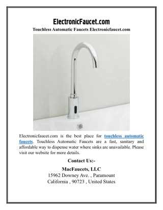 Touchless Automatic Faucets Electronicfaucet