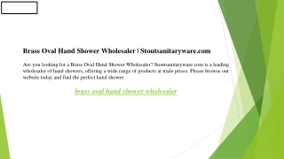 Brass Oval Hand Shower Wholesaler Stoutsanitaryware.com