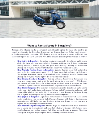 Want to Rent a Scooty in Bangalore (1)