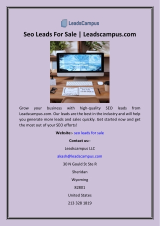 Seo Leads For Sale  Leadscampus.com