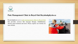 Pain Management Clinic in Royal Oak Royaloakphysio.ca