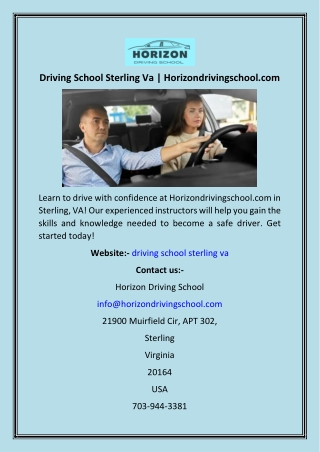 Driving School Sterling Va  Horizondrivingschool