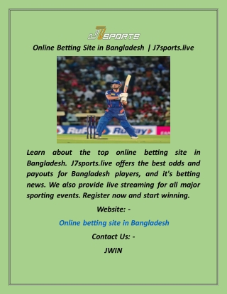 Online Betting Site in Bangladesh  J7sports.live